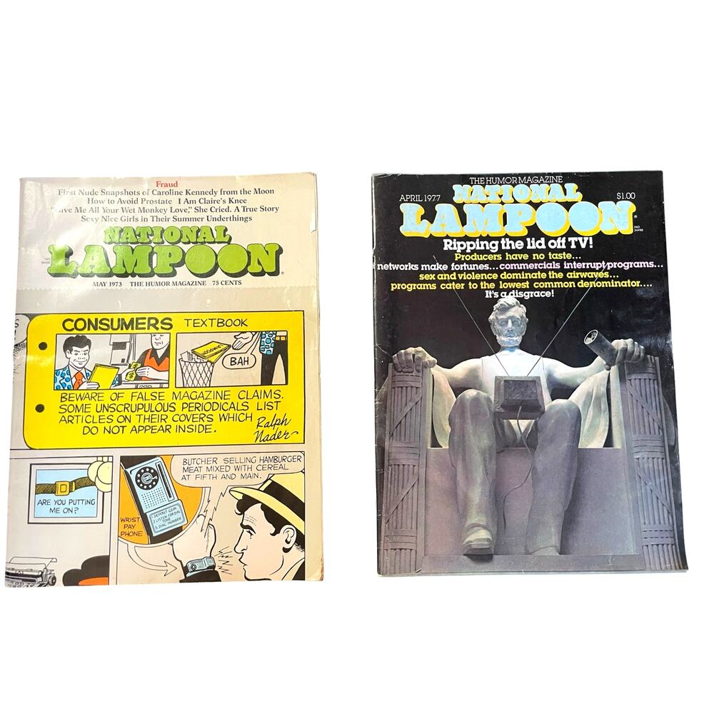 Vintage Lot – National Lampoon Magazines: May 1973 & April 1977 – Good Condition
